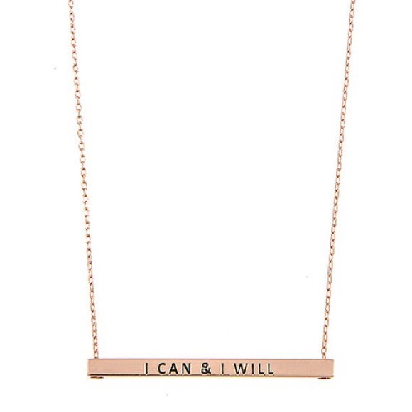 Jewelry - I Can & I Will Rose Gold Bar Mantra Necklace